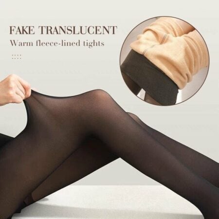 Ongitecoude Flawless Legs Fake Translucent Warm Plush Lined Elastic Tights
