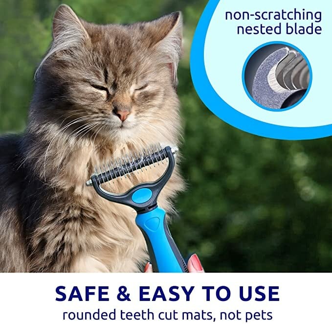 Undercoat Rake for Cats & Dogs Safe Dematting Comb for Easy Mats & Tangles Removing Lulunami