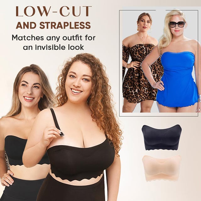 FBL Plus Size Strapless Invisible Push Up Bra(BUY 1 GET 1 FREE)2PCS Black