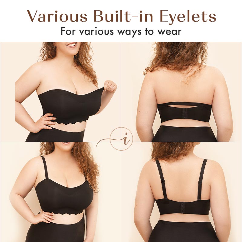 FBL Plus Size Strapless Invisible Push Up Bra(BUY 1 GET 1 FREE)2PCS Black