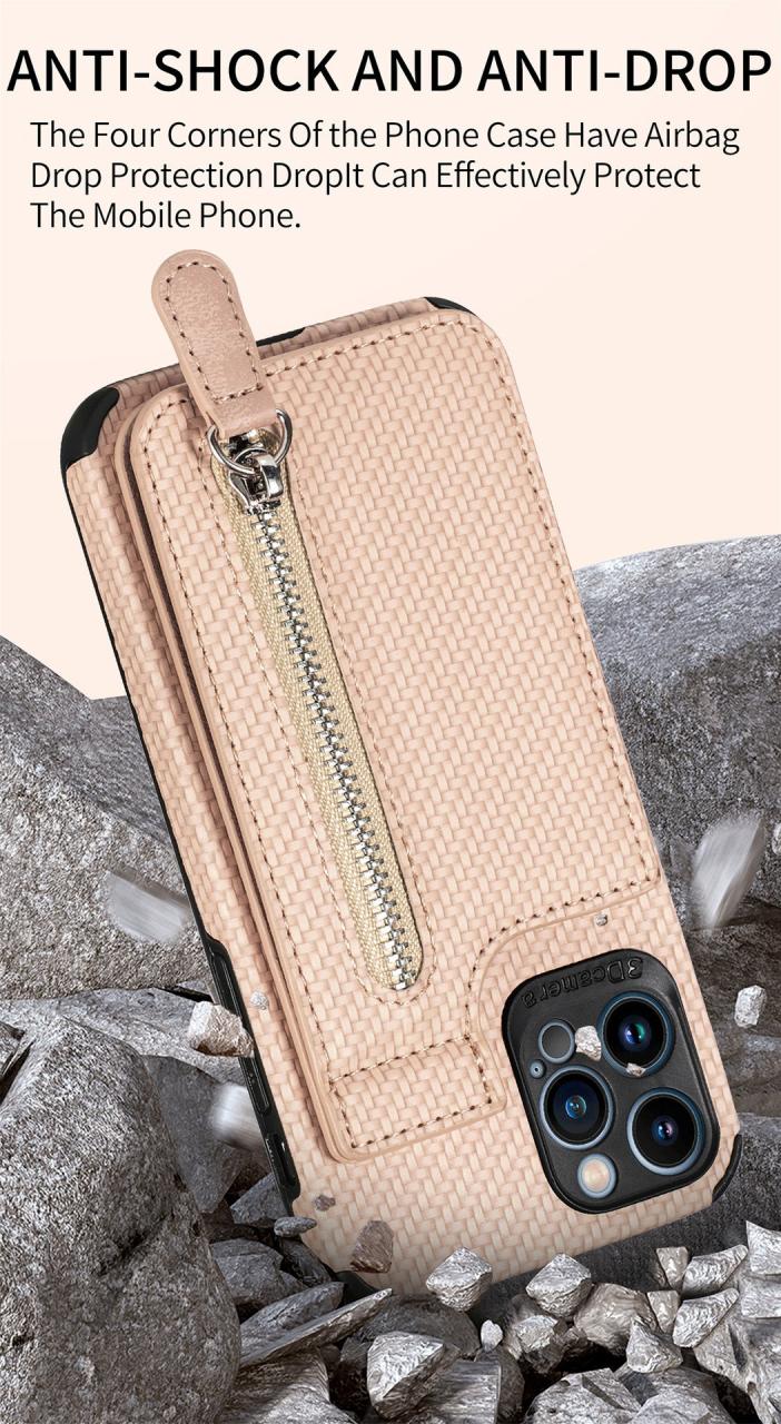 Magnetic Zipper Wallet Samsung Cover With Credit Card Holder