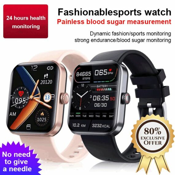 All day monitoring of heart rate,blood sugar, and blood pressure - Bluetooth fashion smartwatch