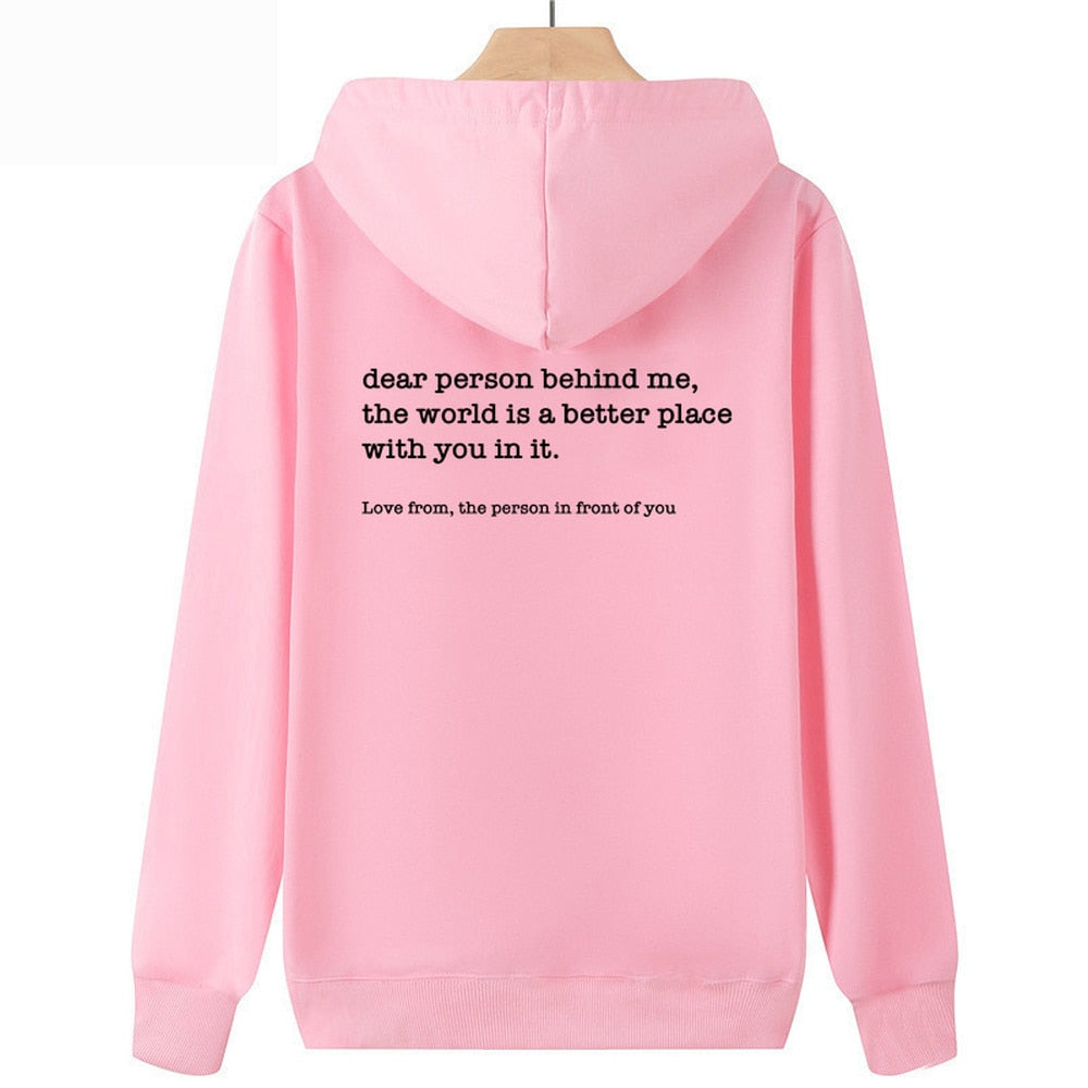 Dear person behind me hoodie personalised be kind message etsy uk