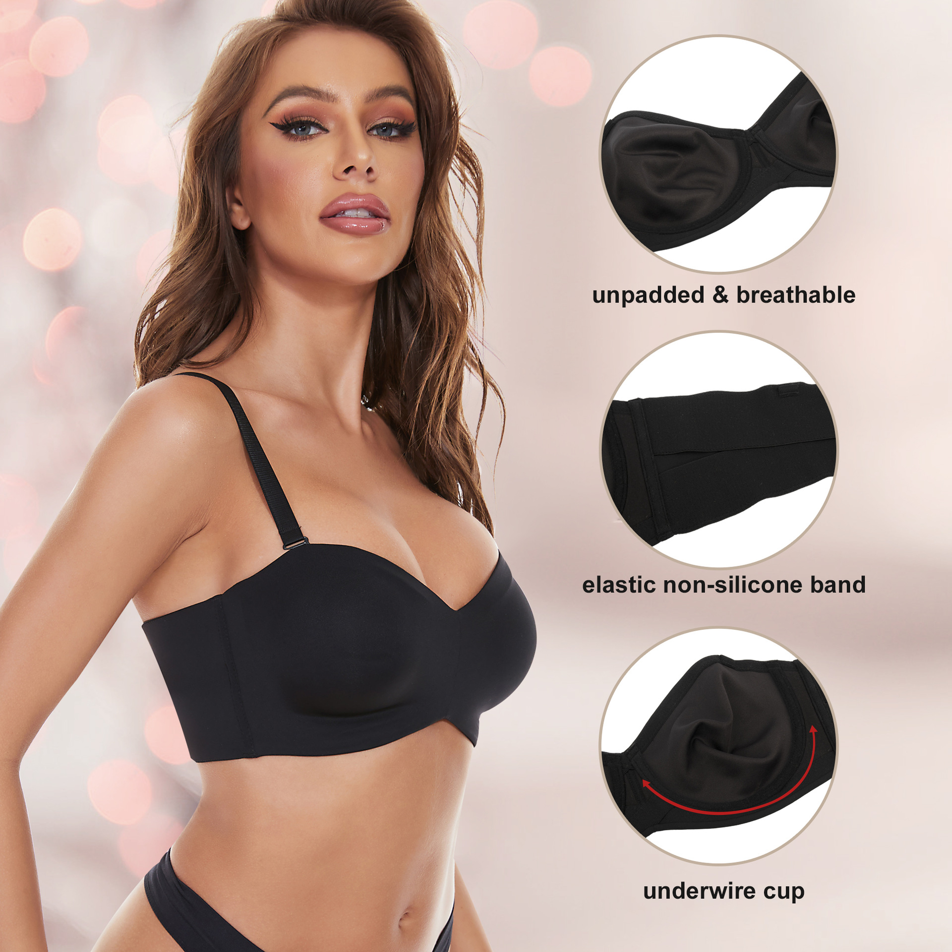 Full Support Non-Slip Convertible Bandeau Bra - Lulunami