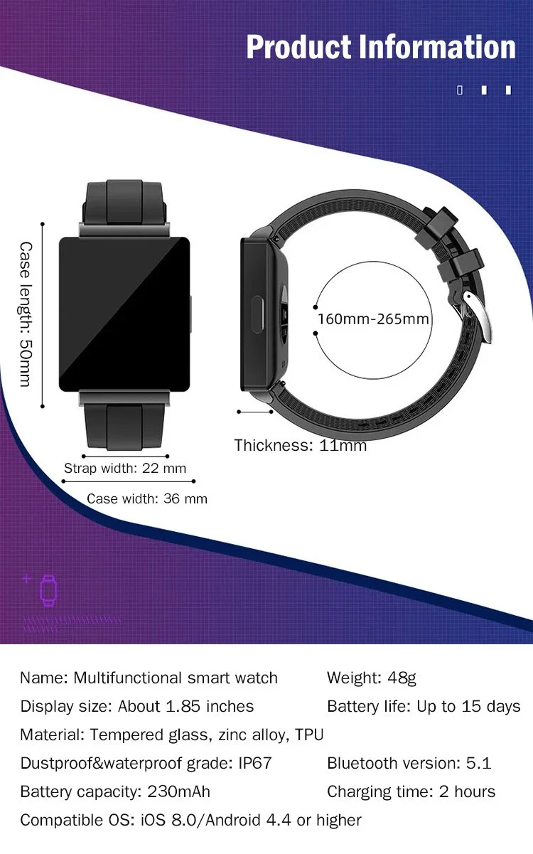 Non-invasive blood glucose test smart watch (Only for reference, cannot replace actual medical test kits)