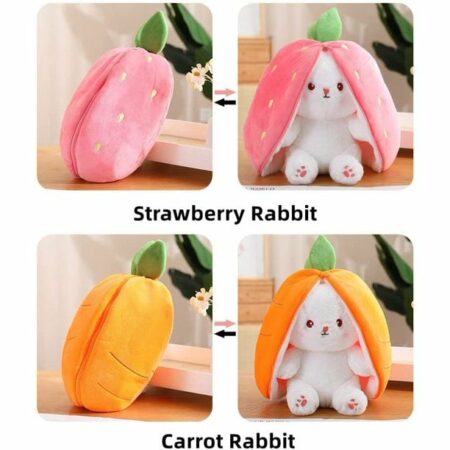 Strawberry Bunny Transformed into Little Rabbit Fruit Doll Plush Toy
