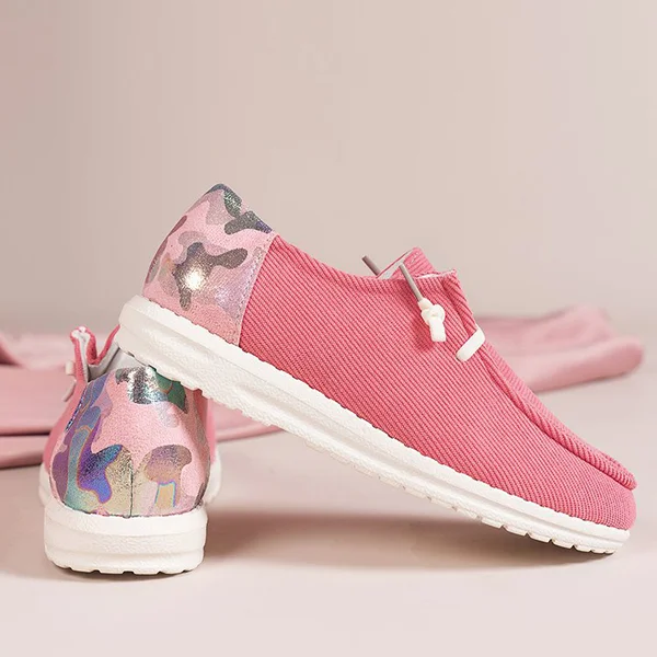 Women Lace Up Design Casual Corduroy Sneakers - Lulunami