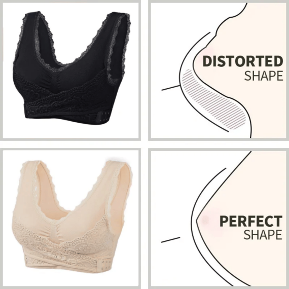 Comfortable Lace Corset Bra with Crossed Buckle on the Comfy