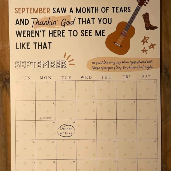 2024 TS Lyrics Calendar Lulunami