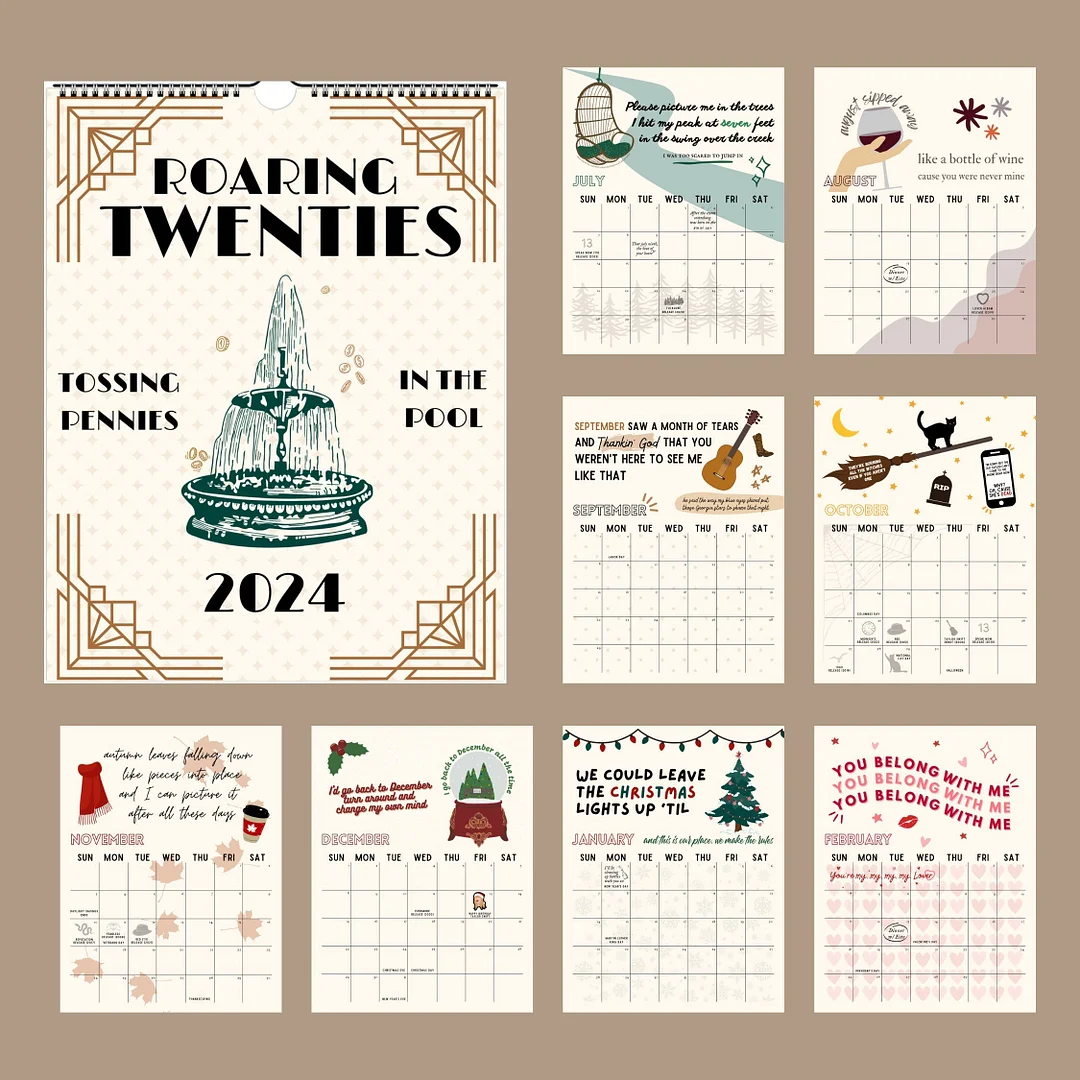Flownwing 2024 Roaring Twenties Calendar 2024 TS Lyrics Calendar