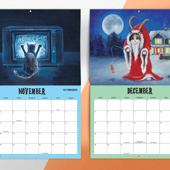 Scaredy Cats 2024 Monthly Calendar Lulunami