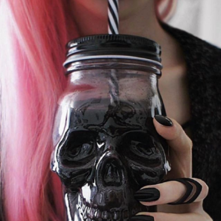 Gothic Skull Mason Jar (Glass)